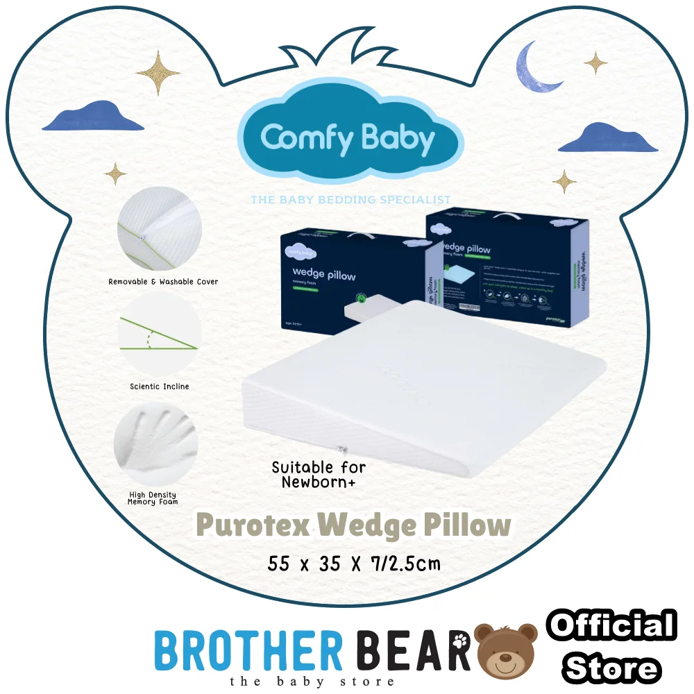 Comfy Baby Purotex Junior Pillow and Newborn Wedge Pillow with bamboo fiber cover