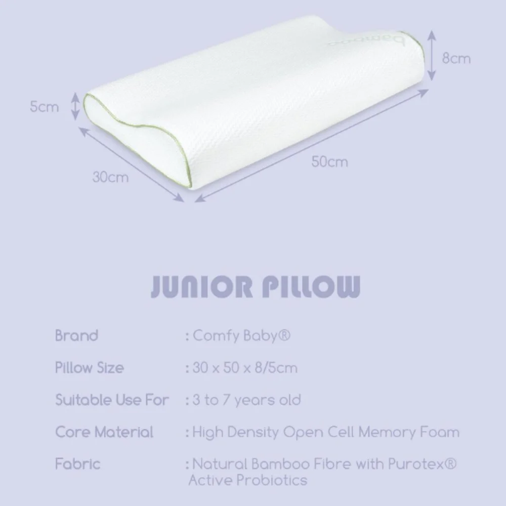 Comfy Baby Purotex Junior Pillow and Newborn Wedge Pillow with bamboo fiber cover