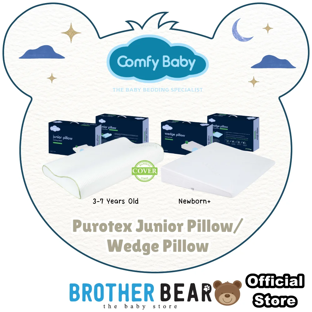 Comfy Baby Purotex Junior Pillow and Newborn Wedge Pillow with bamboo fiber cover