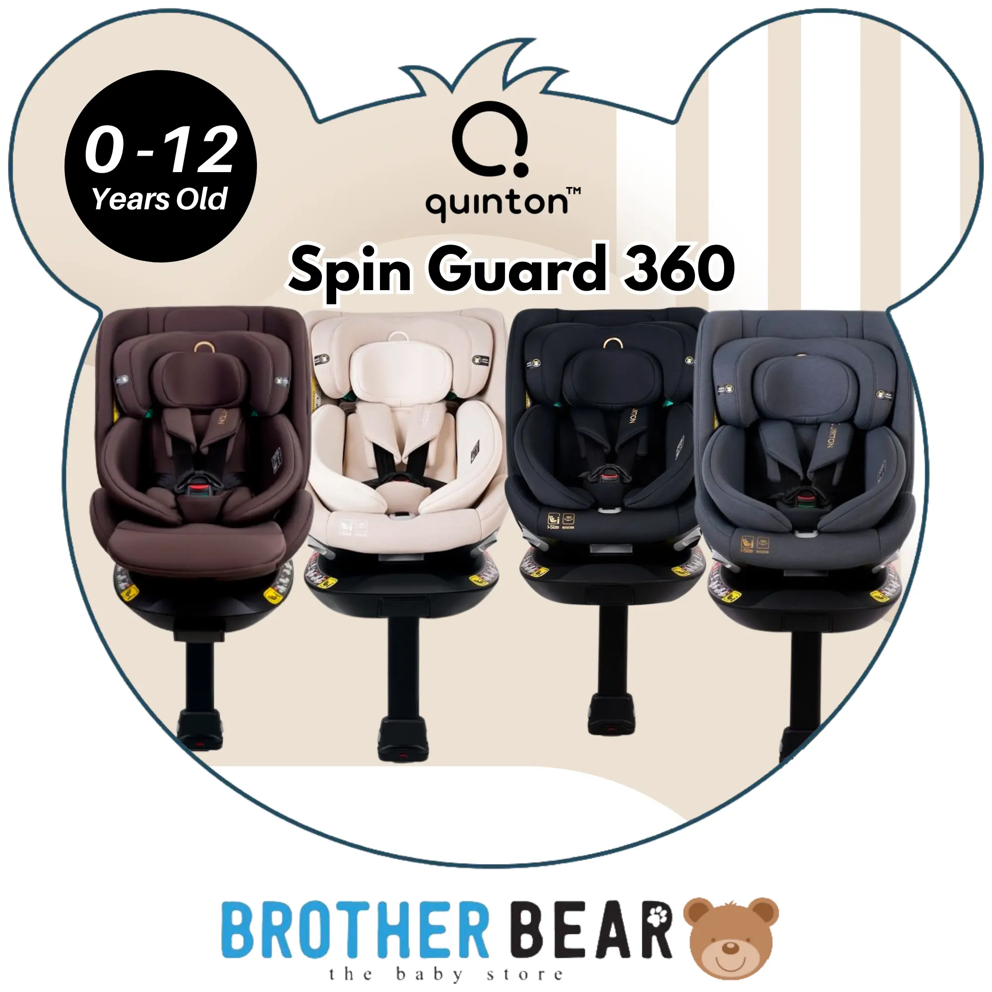 Quinton SpinGuard 360 car seat Malaysia ISOFIX 360 rotation baby car seat newborn to 12 years safety seat-2