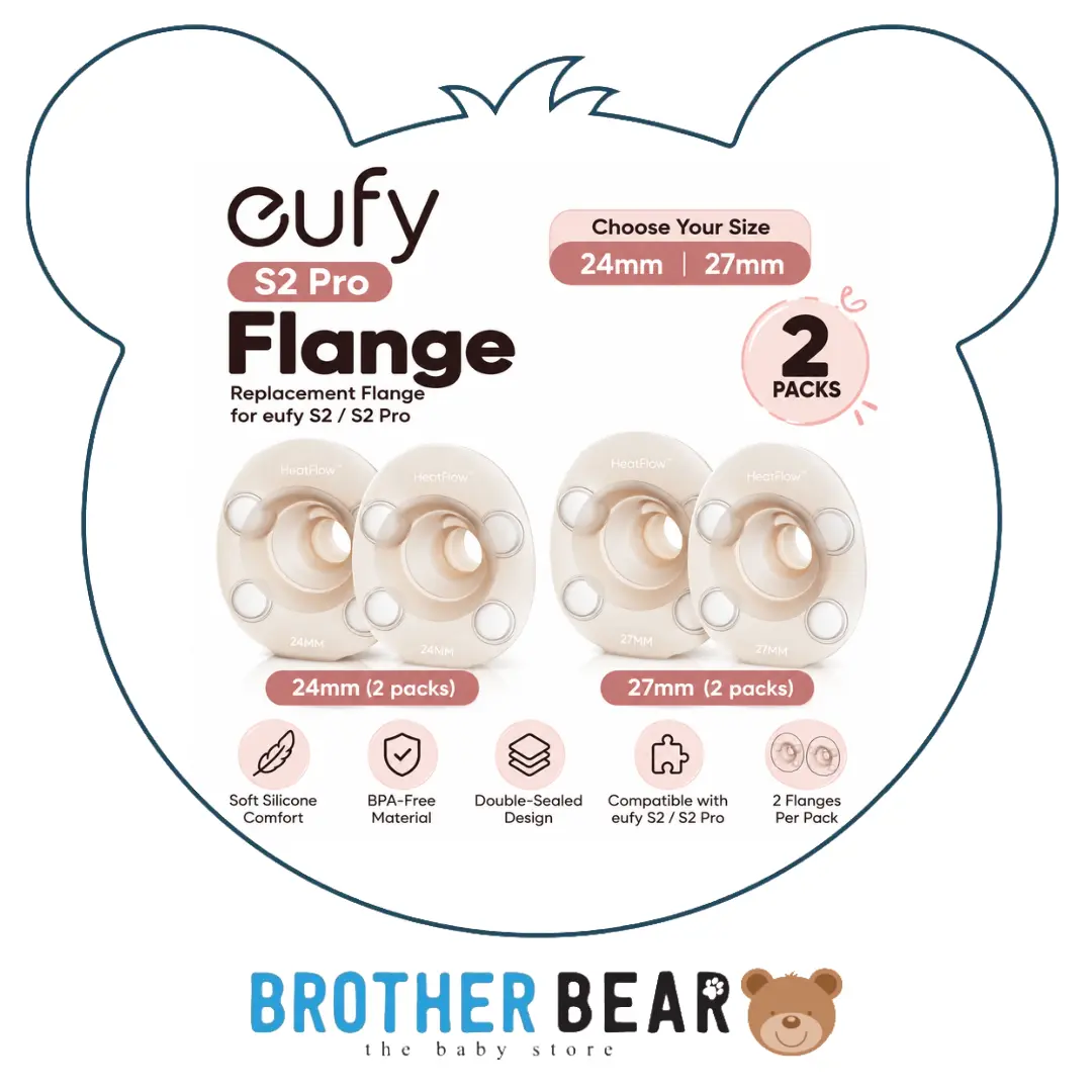 SEO Image ALT Text: Eufy S2 Pro Breast Pump Replacement Flange 24mm and 27mm (2 Packs), BPA-free silicone breastfeeding accessories compatible with Eufy S2 and S2 Pro, available at Brother Bear Kedah Malaysia.-1