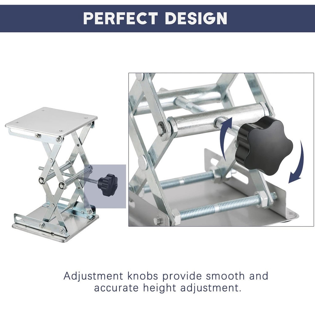 Piattaforma Di Sollevamento Da Laboratorio | In Acciaio Inox - 100x100mm, Altezza Regolabile 45-160mm - Foto 13