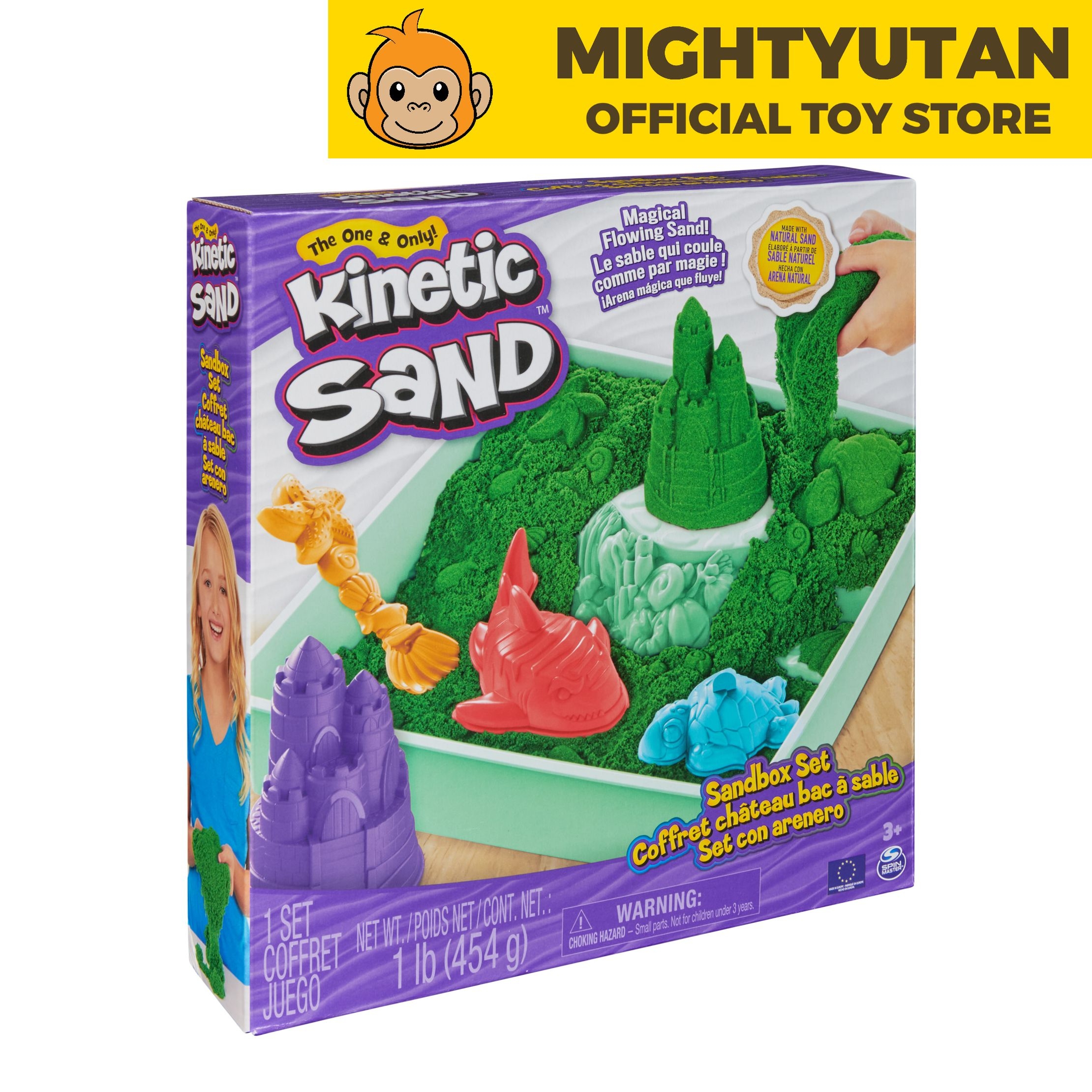Kinetic Sand Sandbox Set 1lb (454g) -Green Mighty Utan Official