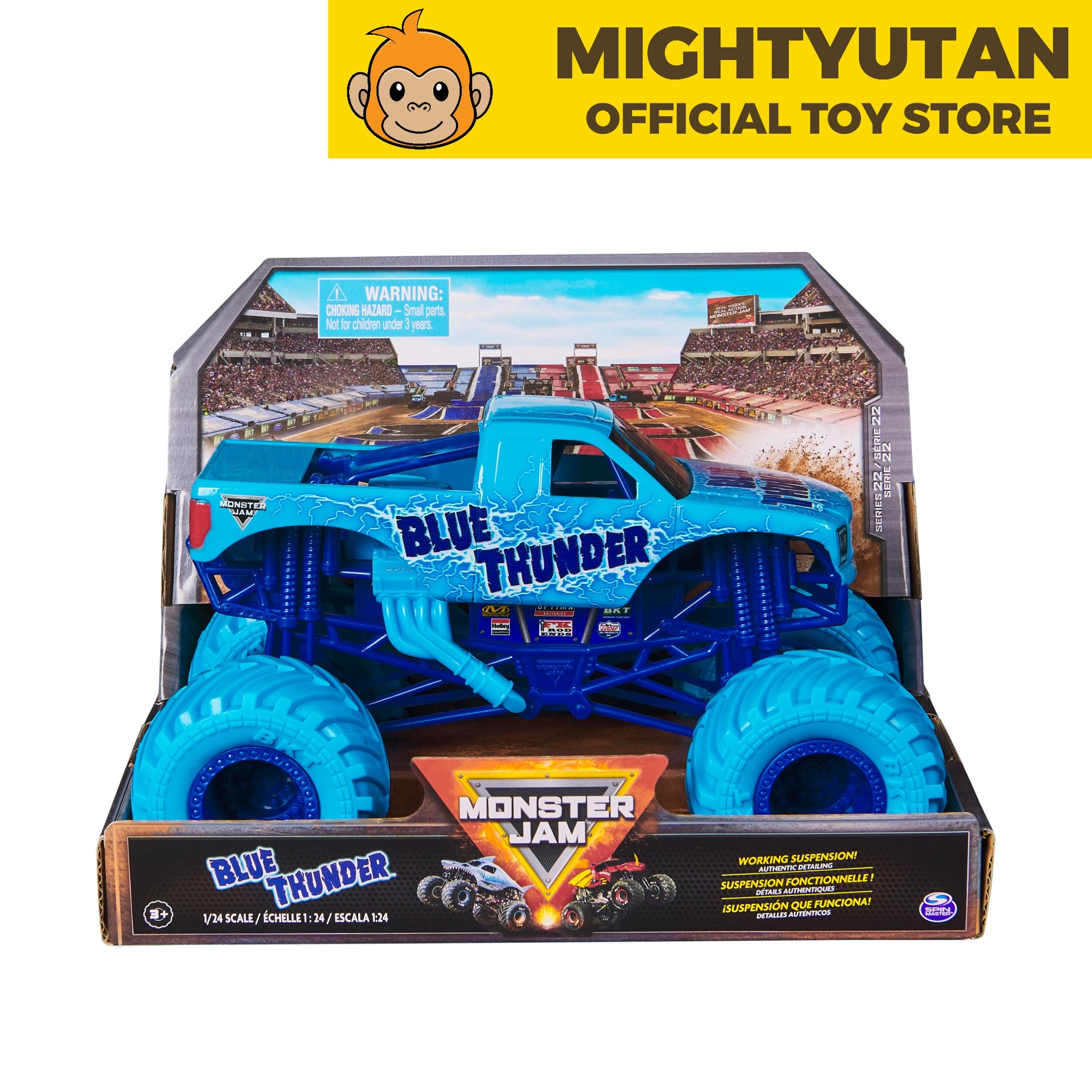 Monster Jam 1:24 Monster Truck Die Cast Vehicle Blue Thunder