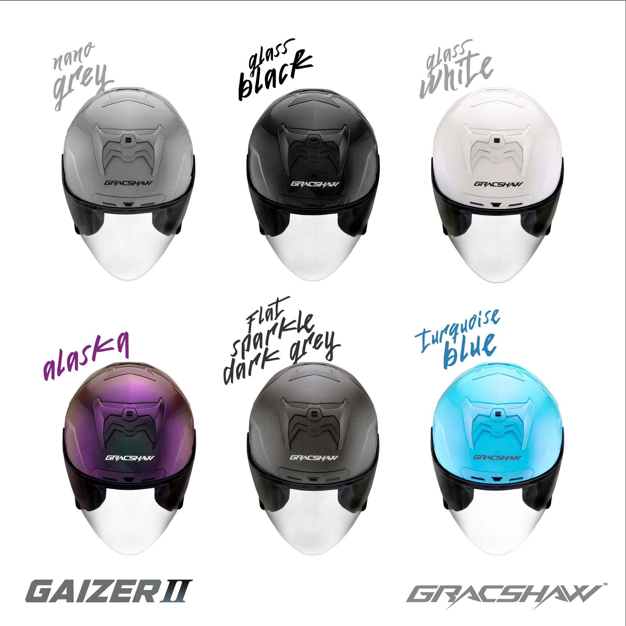 GRACSHAW GAIZER II OPENFACE HELMET PLAIN COLOUR Motogear Malaysia