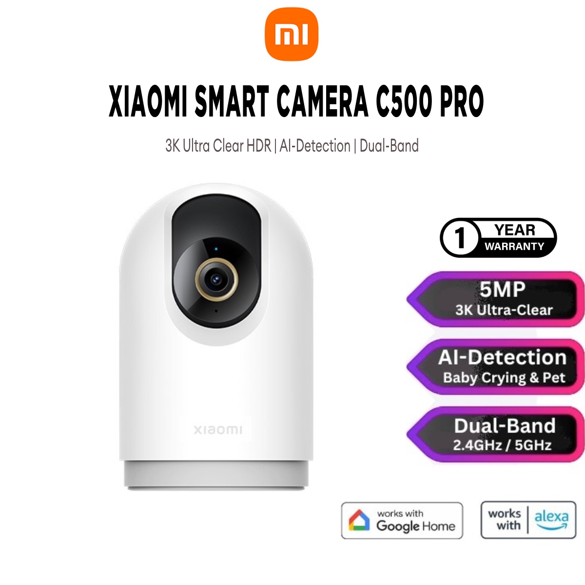 C500 Xiaomi Camera 5ghz Xiaomi Smart Security Camera C500 Dual – White