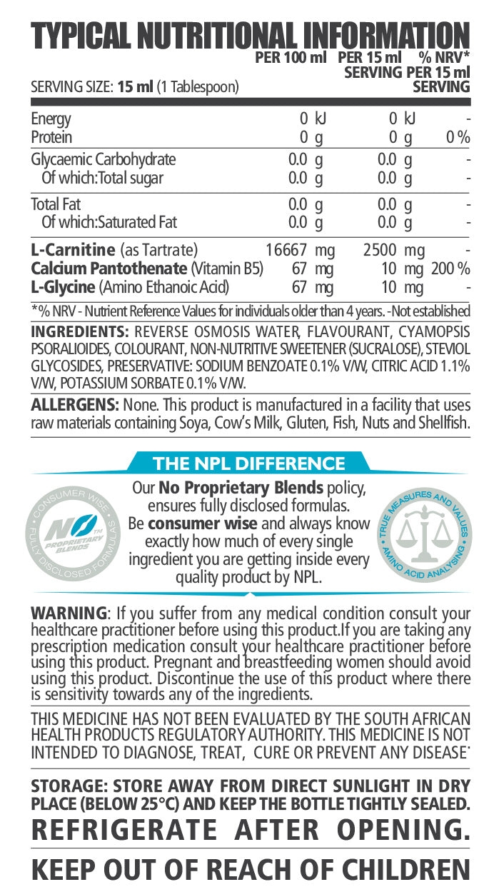 npl l carnitine NPL L-Carnitine Liquid 2500 (480ml)