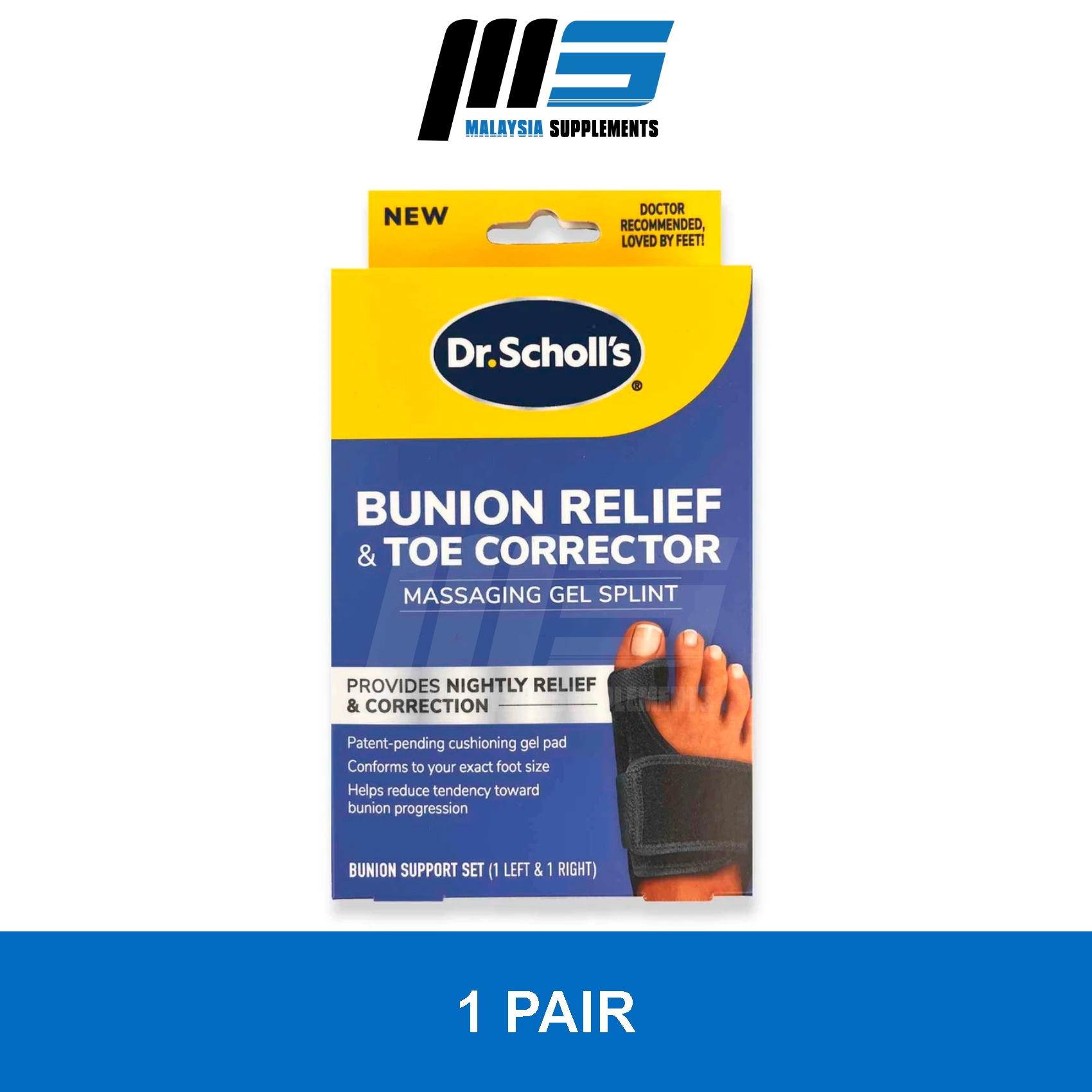 Scholl's Bunion Relief Toe Corrector (1 Pair) Free Size