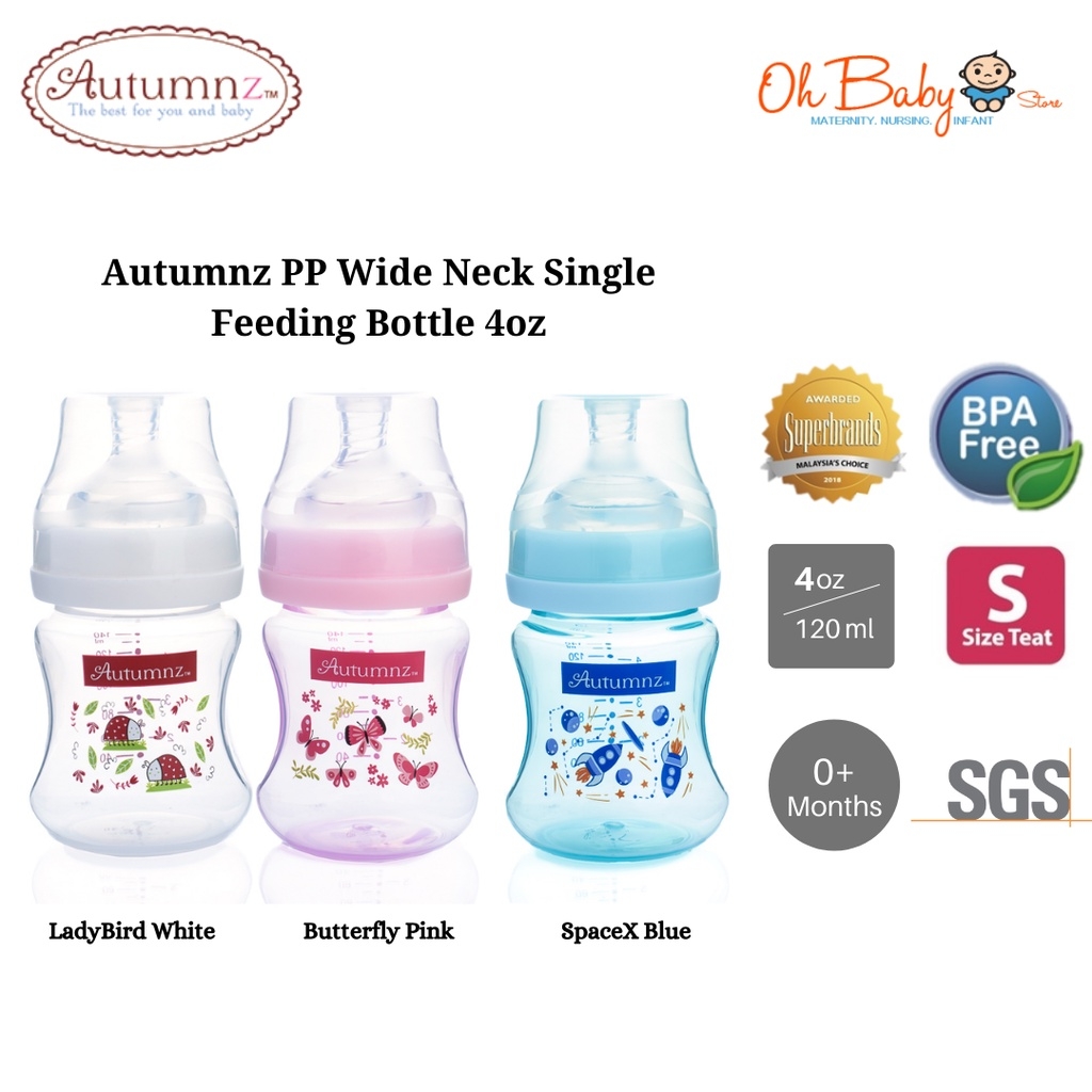 Autumnz PP Wide Neck Single Feeding Bottle (4oz 6oz 8oz 10oz