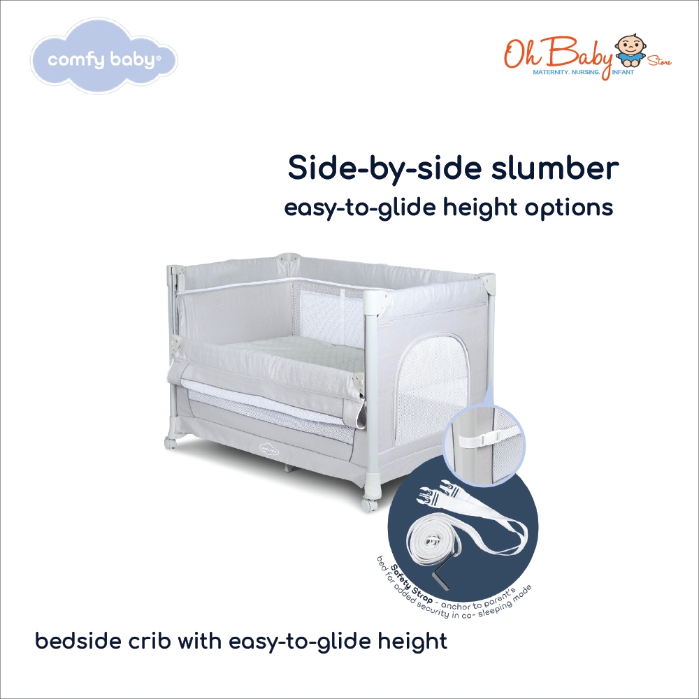 Comfy Baby Travel Baby Cot LUNA 122x72x80cm with Topper 63x112x3cm