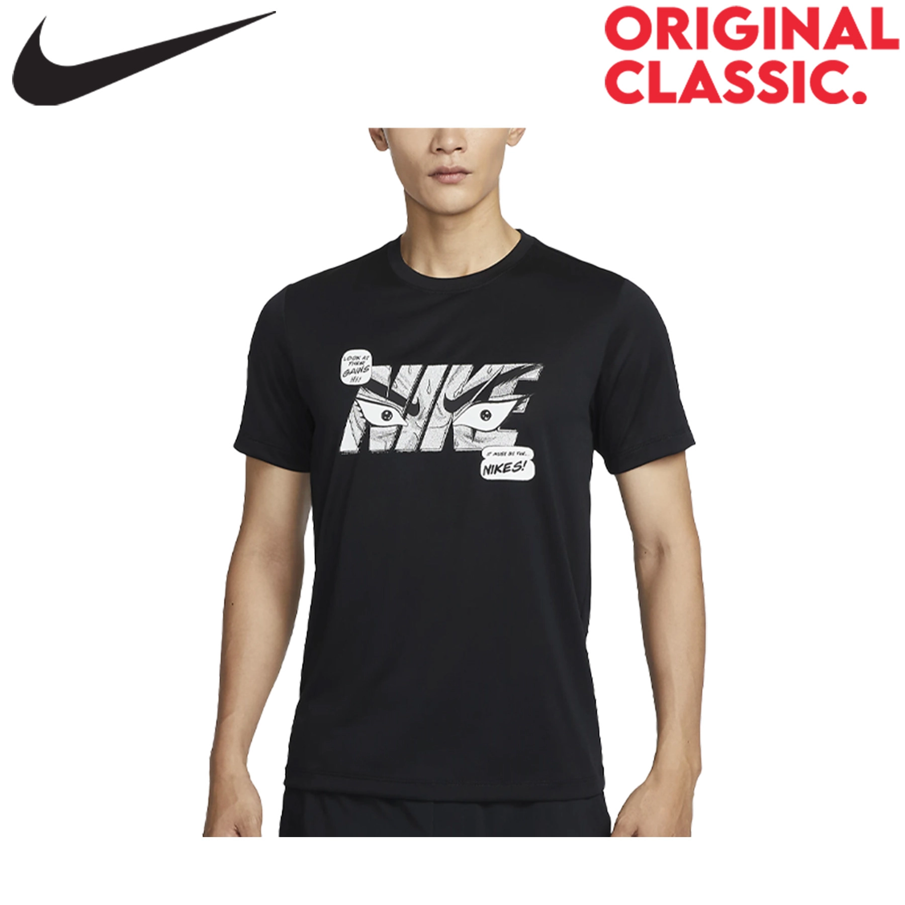 Nike Men's Dri-FIT Fitness T-Shirt Black Original Classic Malaysia