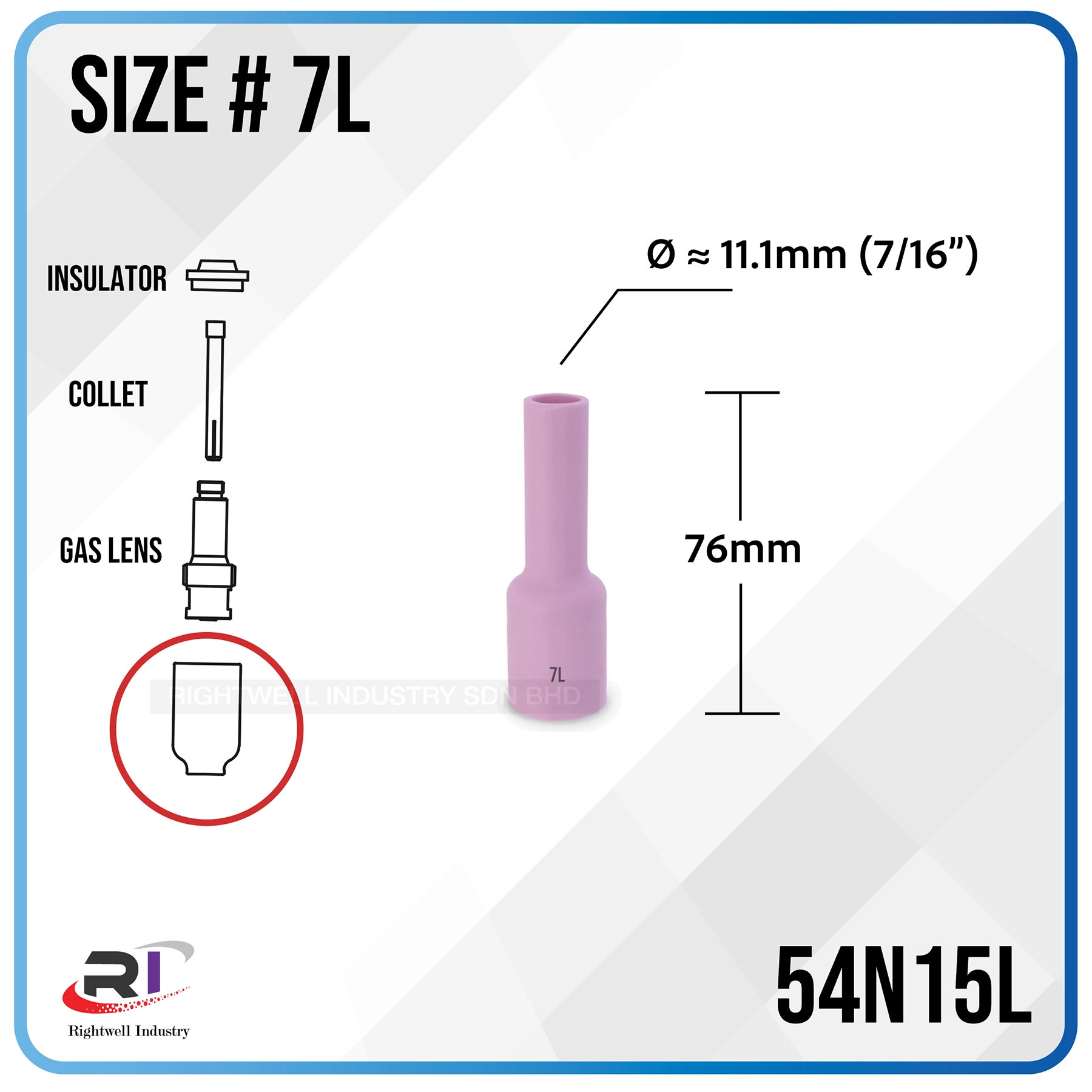 TIG Allumina lente gas ugello in ceramica Cup Long 54 N15L 7L # kit Fit SR DTA dB WP 17 18 26 TIG torcia 5PK TIG Allumina lente gas ugello in ceramica Cup Long 54 N15L 7L # kit Fit SR DTA dB WP 17 18 26 TIG torcia 5PK