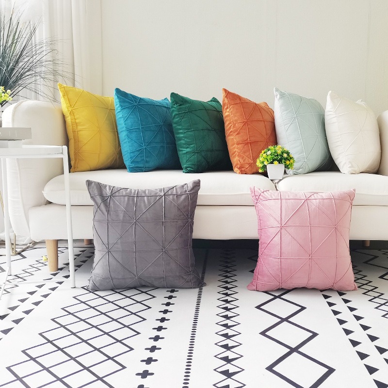 Romantika Loren Geometric Cushion 60X60cm 3D Geometric Design Velvet Throw Pillow Cover Home Decor Sofa Cushion