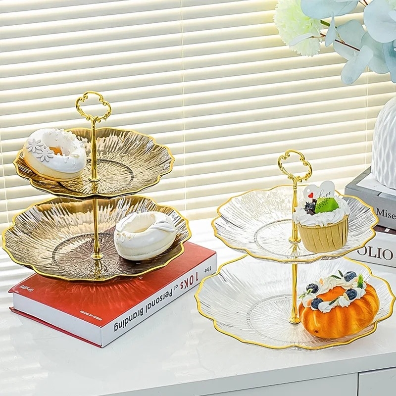 Romantika Home living room tea table afternoon tea heart display stand Candy dessert fruit tray Transparent plastic 2tier tier 4tier cake stand