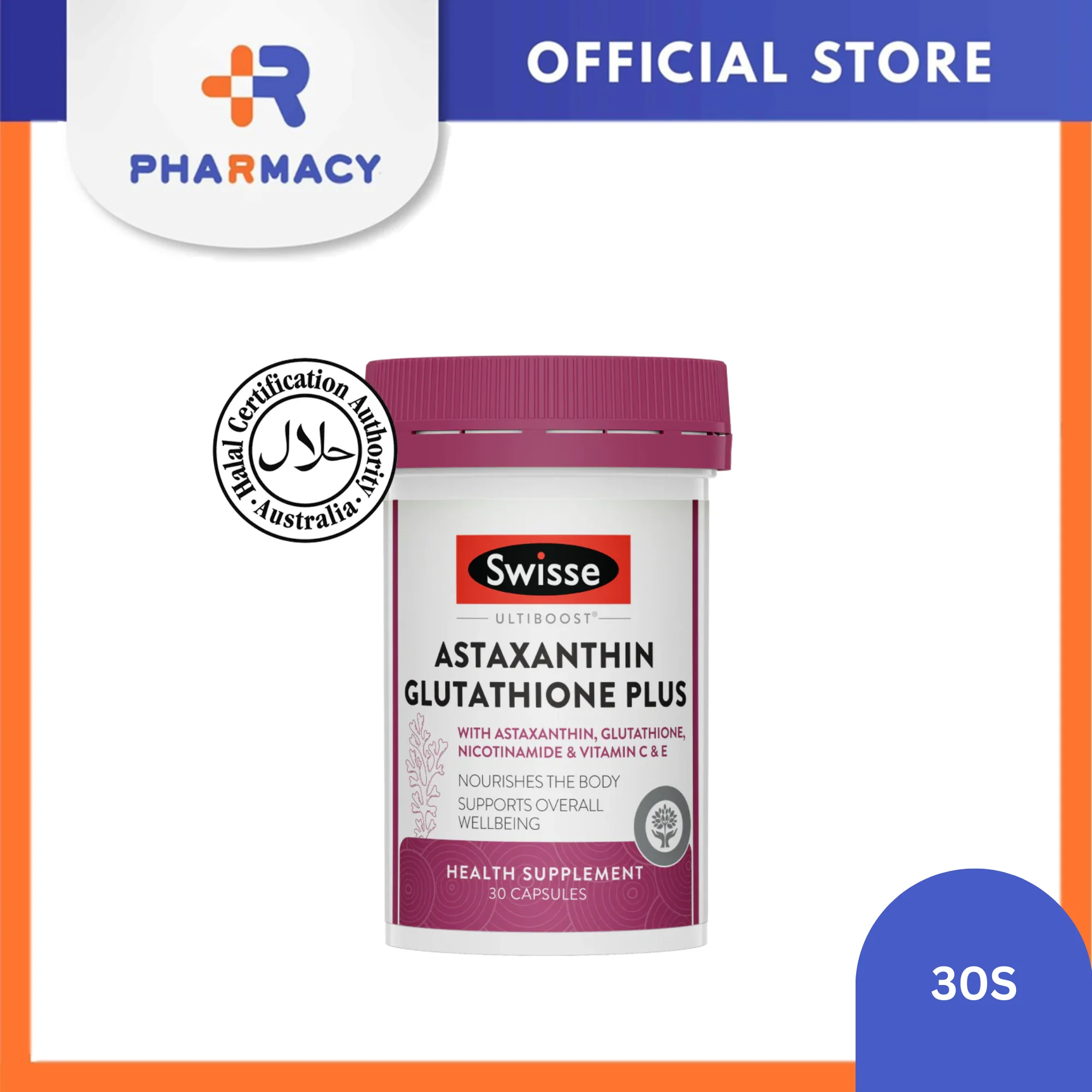 R Pharmacy | Swisse Ultiboost Astaxanthin - Glutathione Plus 30S | R Pharmacy