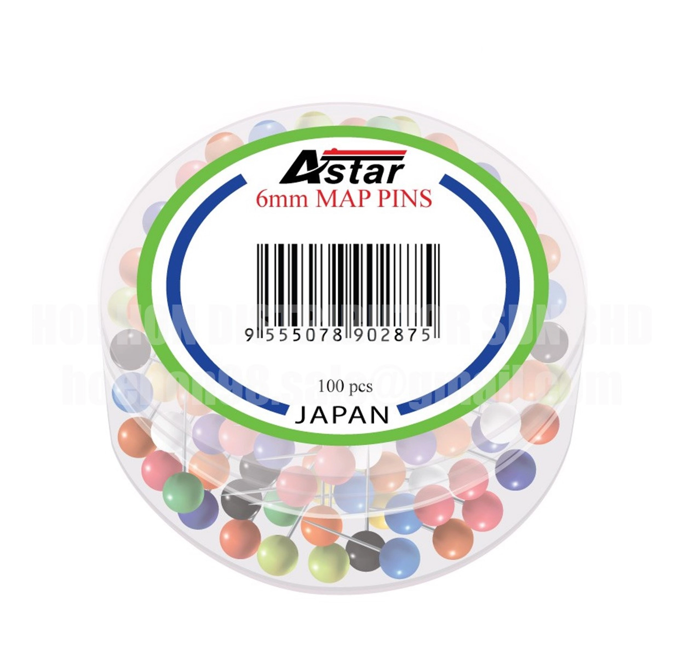 Assorted Hon Astar Assorted Mix Color Map Pin / Jarum Peta 6mm 100pcs | HOE HON ...