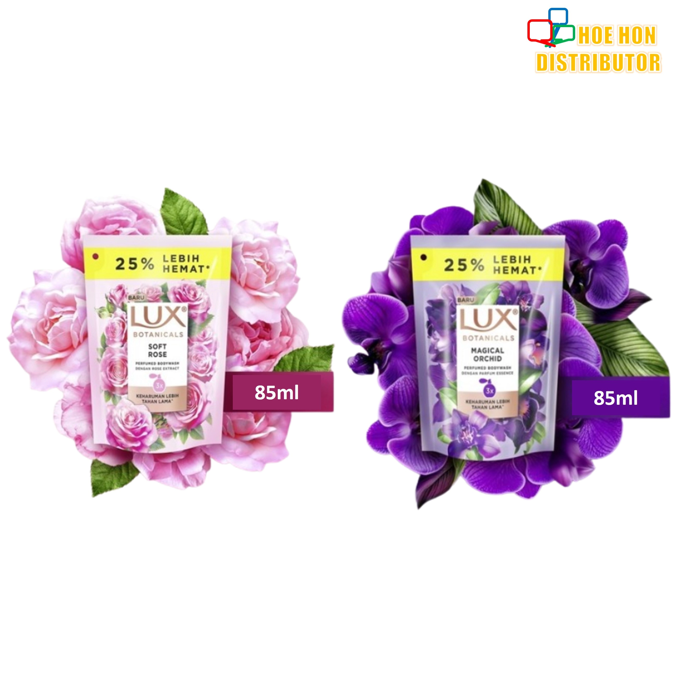LUX BOTANICALS BODY WASH 85ML Travel Pack Small Refill Roft Rose ...