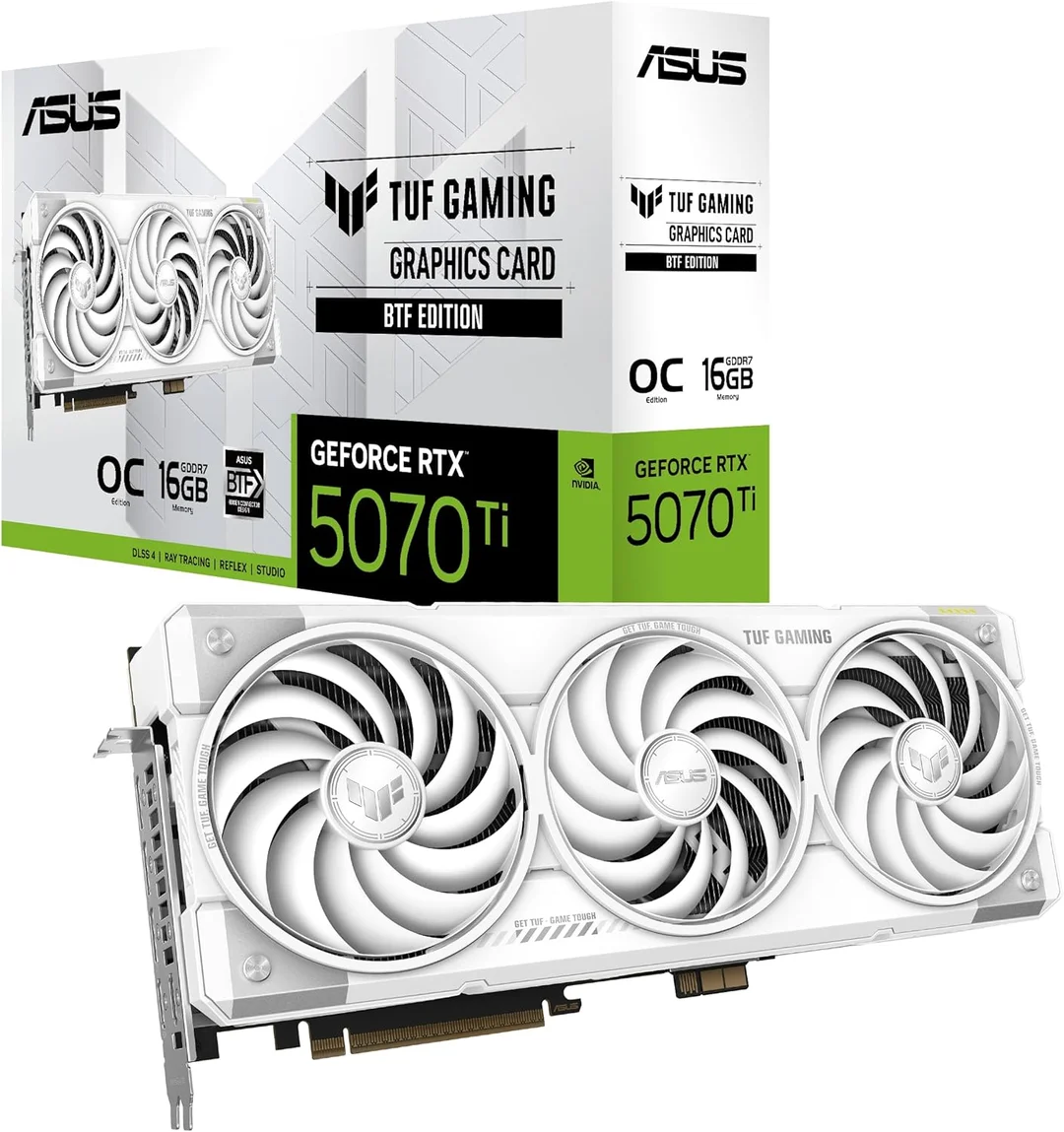 ASUS TUF Gaming GeForce RTX 5070 Ti 16GB GDDR7 BTF White OC Edition ...