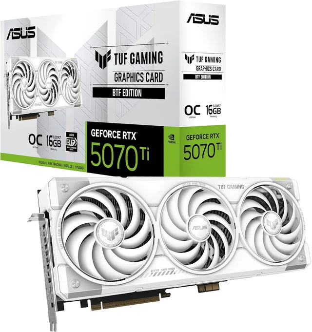 ASUS TUF Gaming GeForce RTX 5070 Ti 16GB GDDR7 BTF White OC Edition ...