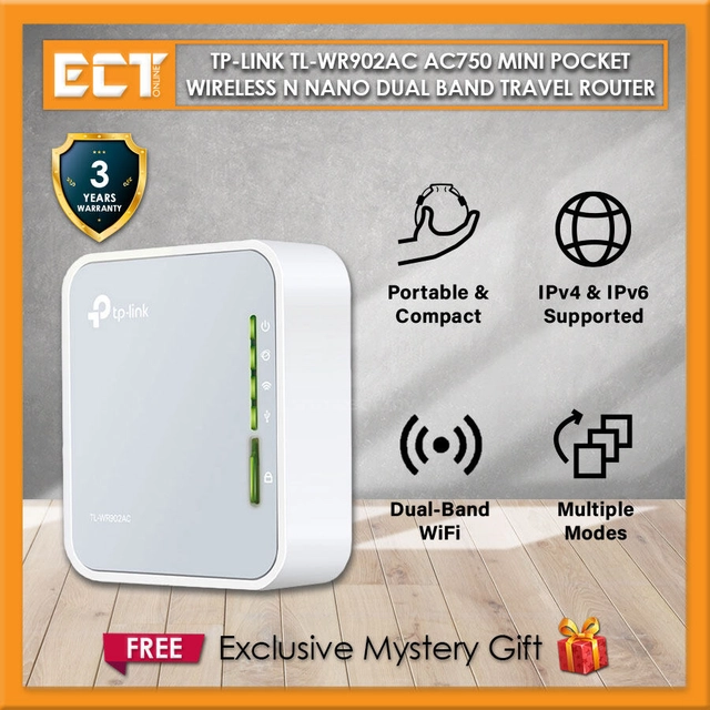 Smallest Wifi Router TP-Link TL-WR902AC AC750 Mini Pocket Wireless N Nano Dual Band Travel ...