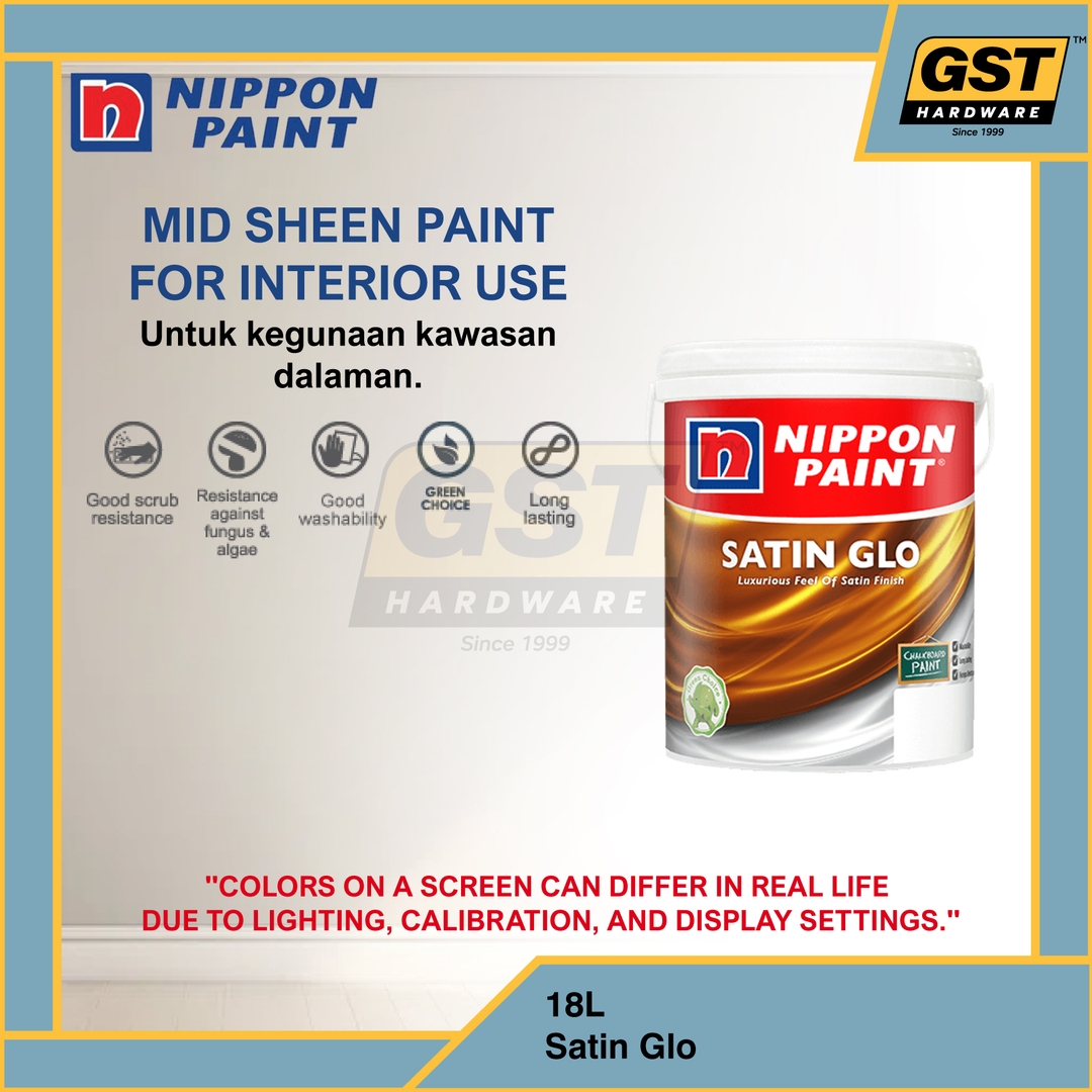 Nippon Paint Satin Glo Brilliant White Paint 1001 18L | GST Hardware ...