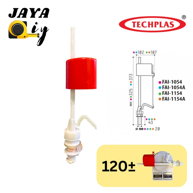 Techplas Compact Adjustable Bottom Inlet Toilet Tank Float Valve 1054 ...