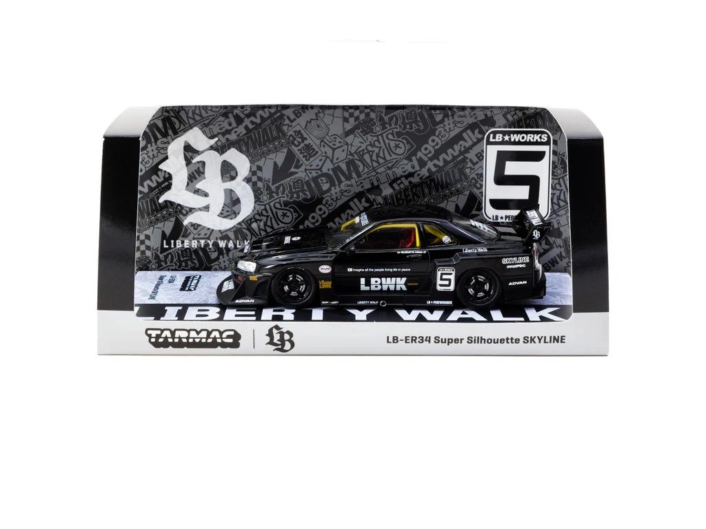 Tarmac Works 1:43 LB-ER34 Super Silhouette SKYLINE Black | ELVO Diecast ...