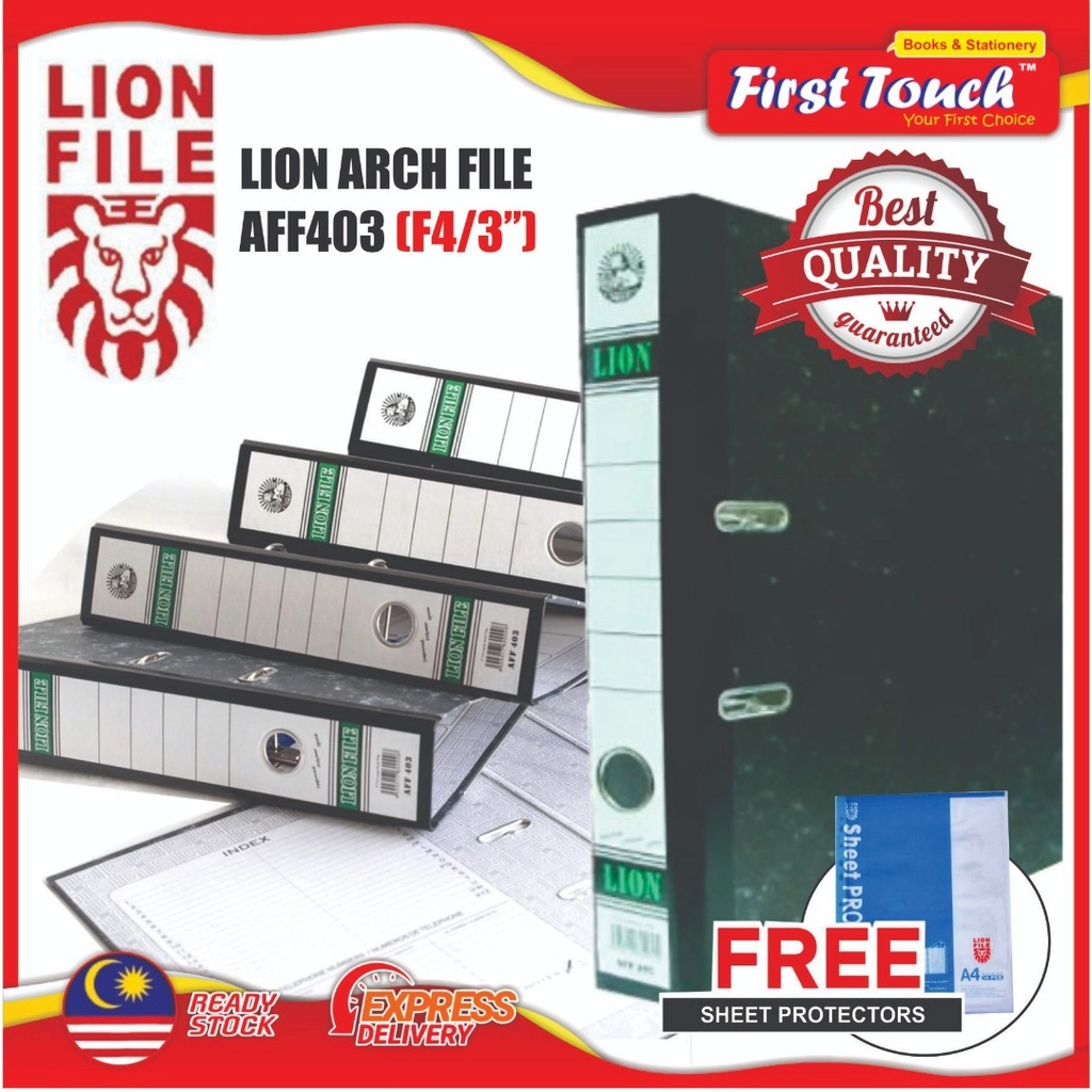 File Protector F4 Lion Lever Arch File 3 Inch 403 F4 Fail Kulit Keras FOC Lion Sheet ...