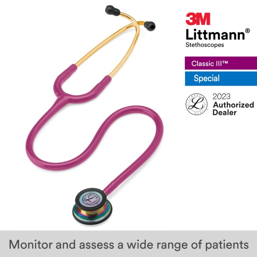 Littman Iii Raspberry 3M Littmann Classic III Stethoscope Raspberry Tube Rainbow-Finish ...