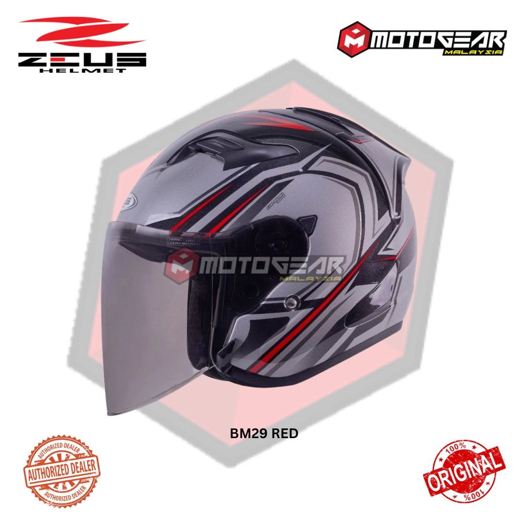 Bm29 ZEUS GJ-627 METALLIC BLACK/RED BM29 (50% SMOKE VISOR) | Motogear Malaysia