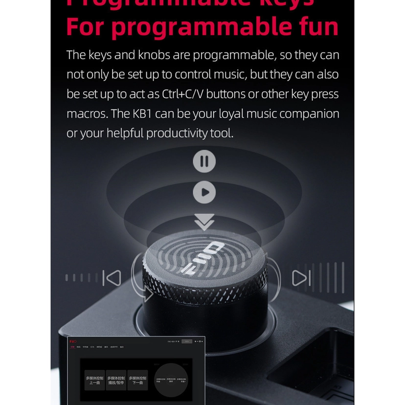 Kb1 Keyboard FiiO KB1/KB1K, Mechanical Remote Keyboard with Volume Knob: RGB ...