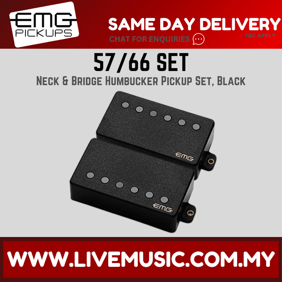 EMG 57/66 Active Bridge and Neck Humbucker Pickups Set - Black EMG 57/66 Active Bridge and Neck Humbucker Pickups Set - Black