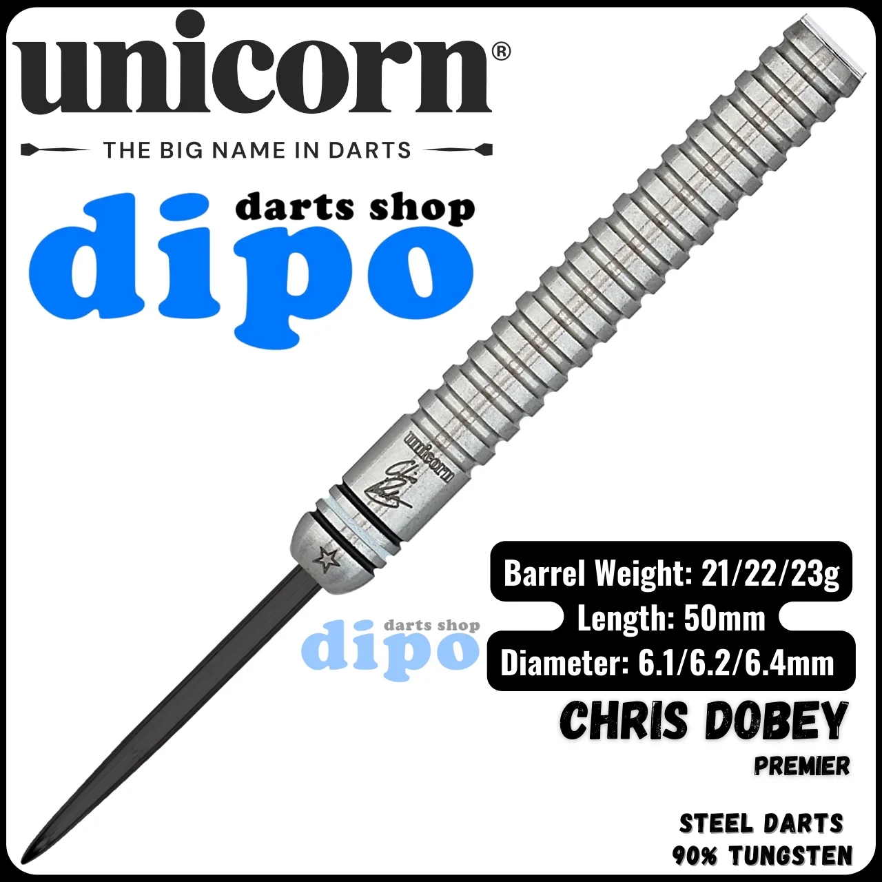UNICORN Steel Darts - Chris Dobey (Maestro 90% Tungsten) | Dipo UNICORN Steel Darts - Chris Dobey (Maestro 90% Tungsten) | Dipo