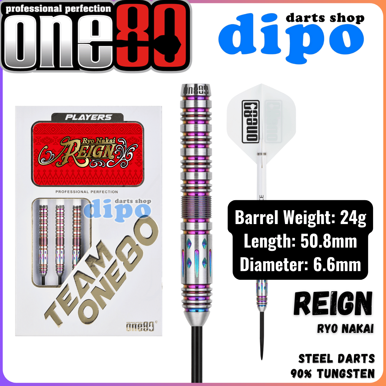 ONE80 REIGN ( Ryo Nakai model) - ONE80 Steel Darts | Dipo ONE80 REIGN ( Ryo Nakai model) - ONE80 Steel Darts | Dipo