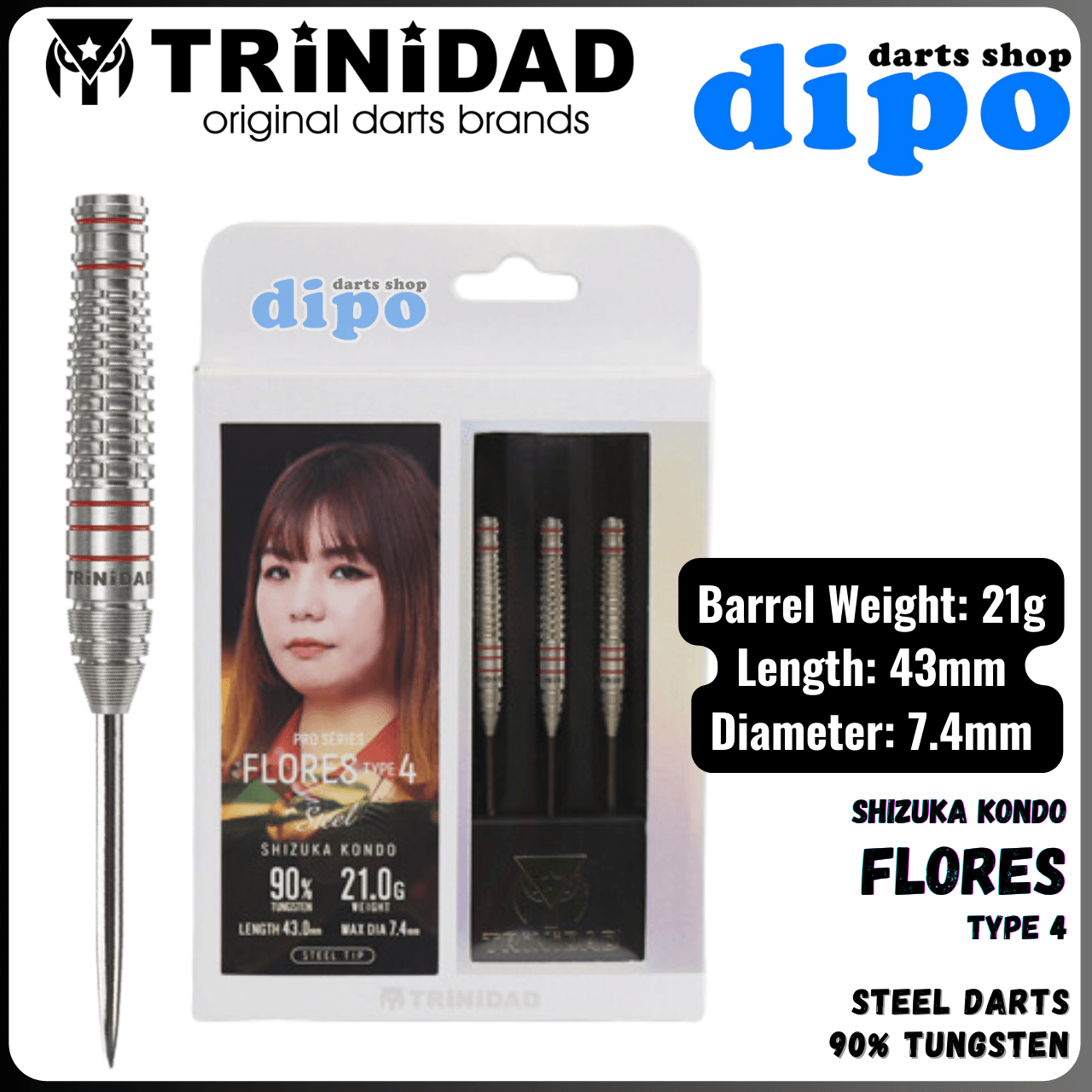 ダーツ TRiNiDAD PRO FLORES TYPE4 SHIZUKA KONDO TRiNiDAD PRO Flores Type 4 ( Shizuka Kondo model