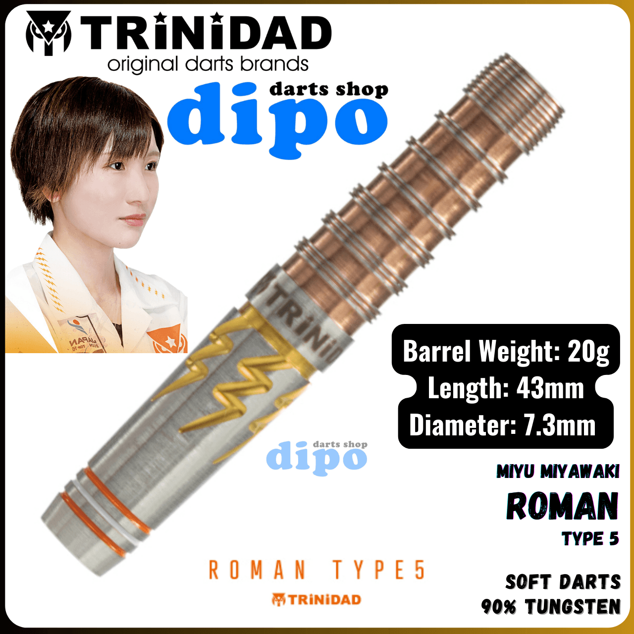 ダーツ TRINIDAD ROMAN type5 TRiNiDAD Pro ROMAN Type 5 ( Miyu Miyawaki Model ) - TRiNiDAD