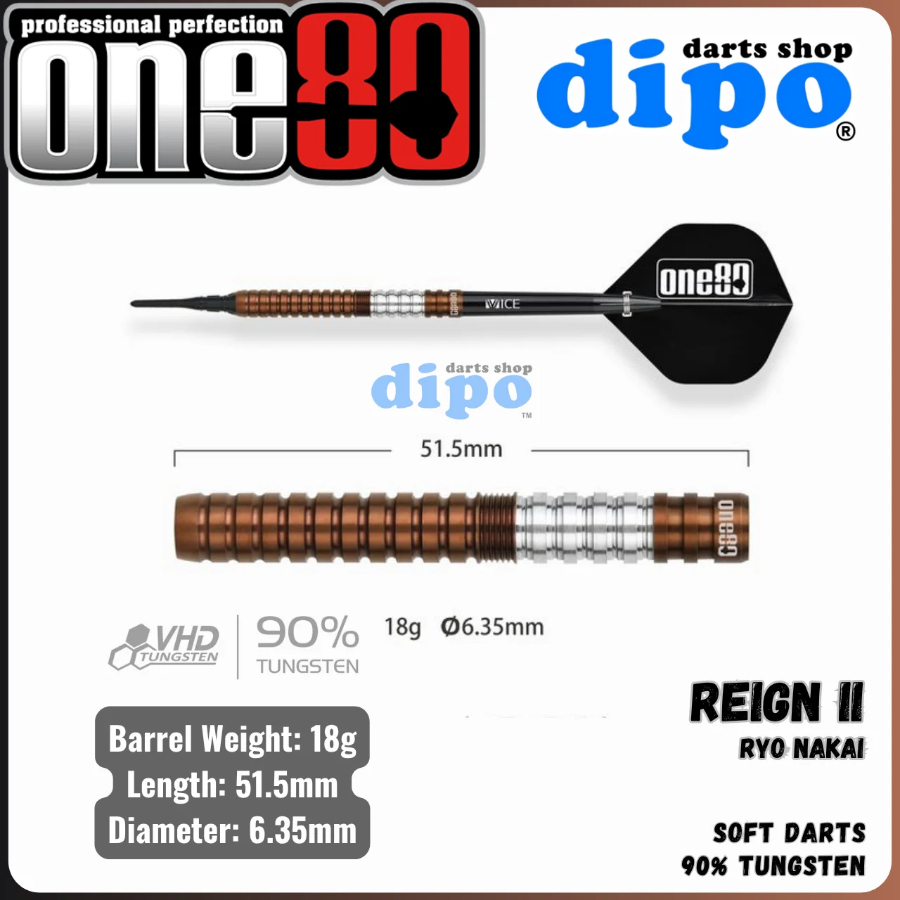 ONE80 REIGN 2 (RYO NAKAI Model) - ONE80 Soft Darts | Dipo Darts Shop ONE80 REIGN 2 (RYO NAKAI Model) - ONE80 Soft Darts | Dipo Darts Shop
