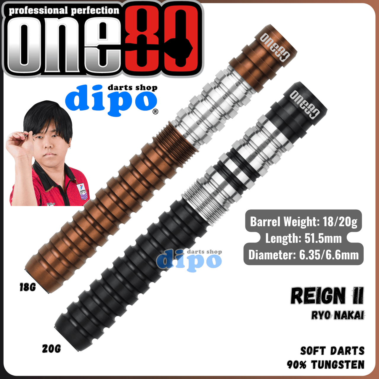 ONE80 REIGN 2 (RYO NAKAI Model) - ONE80 Soft Darts | Dipo Darts Shop ONE80 REIGN 2 (RYO NAKAI Model) - ONE80 Soft Darts | Dipo Darts Shop