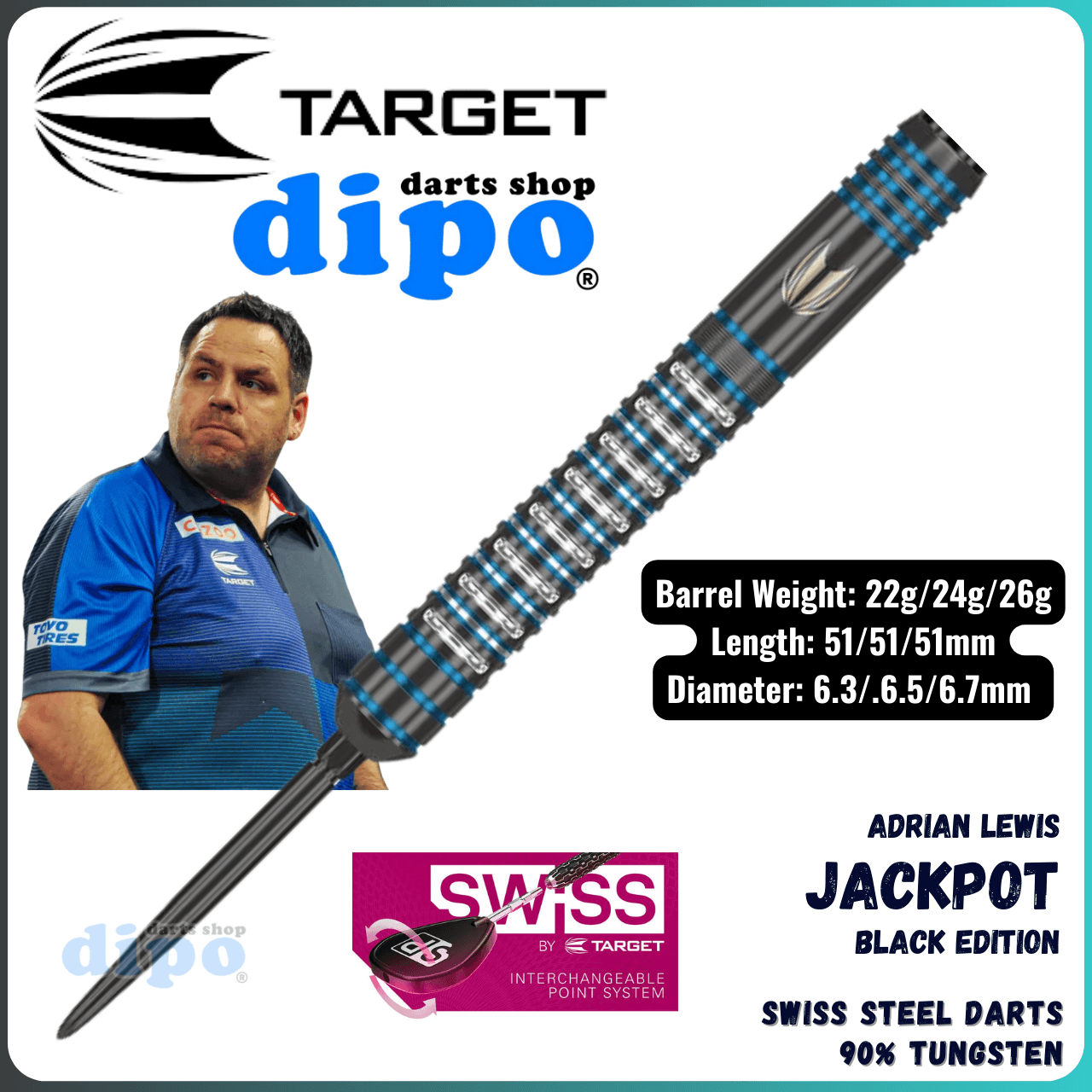 TARGET ADRIAN LEWIS BLACK - TARGET Swiss Steel Darts | Dipo Darts Shop TARGET ADRIAN LEWIS BLACK - TARGET Swiss Steel Darts | Dipo Darts Shop